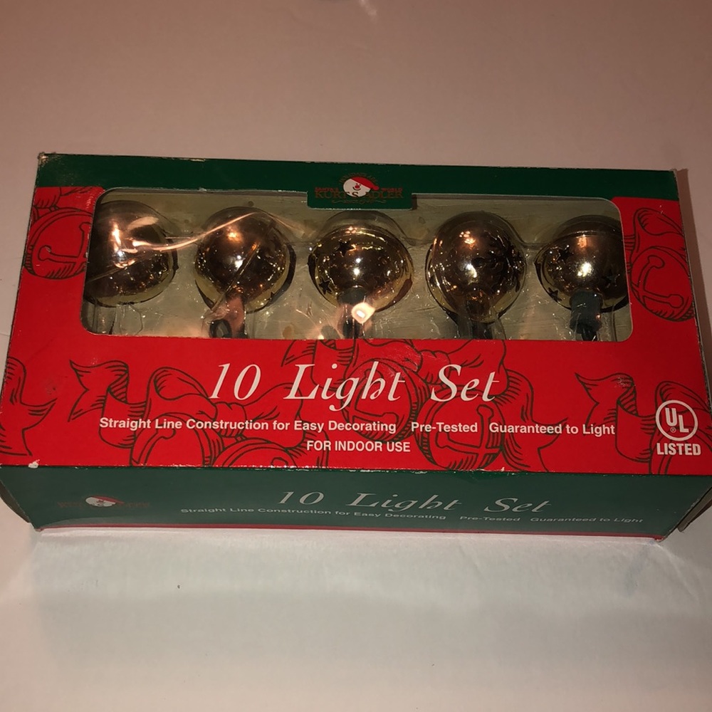 Vintage Kurt Adler Metal Jingle Bell 10 Light Set